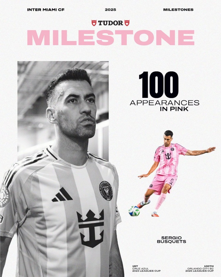 百家乐游戏-布斯克茨迎来100场里程碑，迈阿密国际官方晒海报祝贺